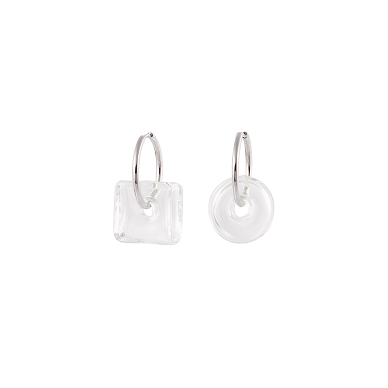 Glass Tube Hoop Earring (clear)