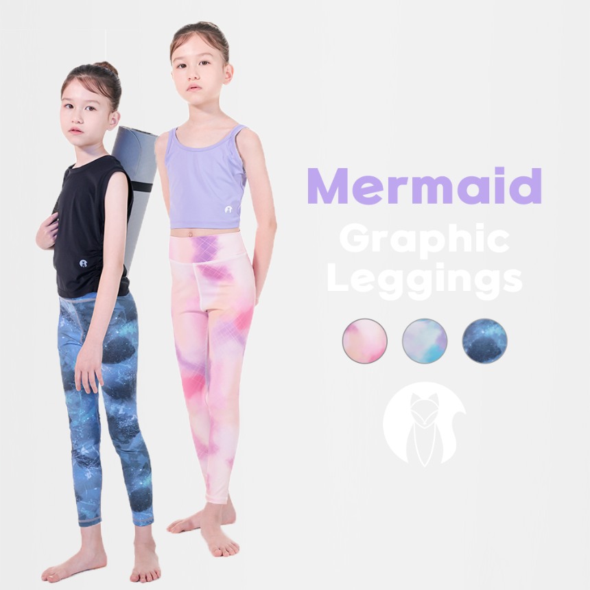 Kids Yoga Clothing Mermaid Ankle Leggings
