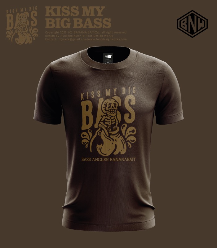 [에어로쿨] Kiss my BIG BASS 배스 낚시 기능성 티셔츠 / Brown