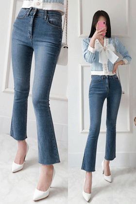 Sexy Korean Fashion High Waist Bootcut Flare Pants Retro Jeans Stretchable Boot  cut For Women*2139