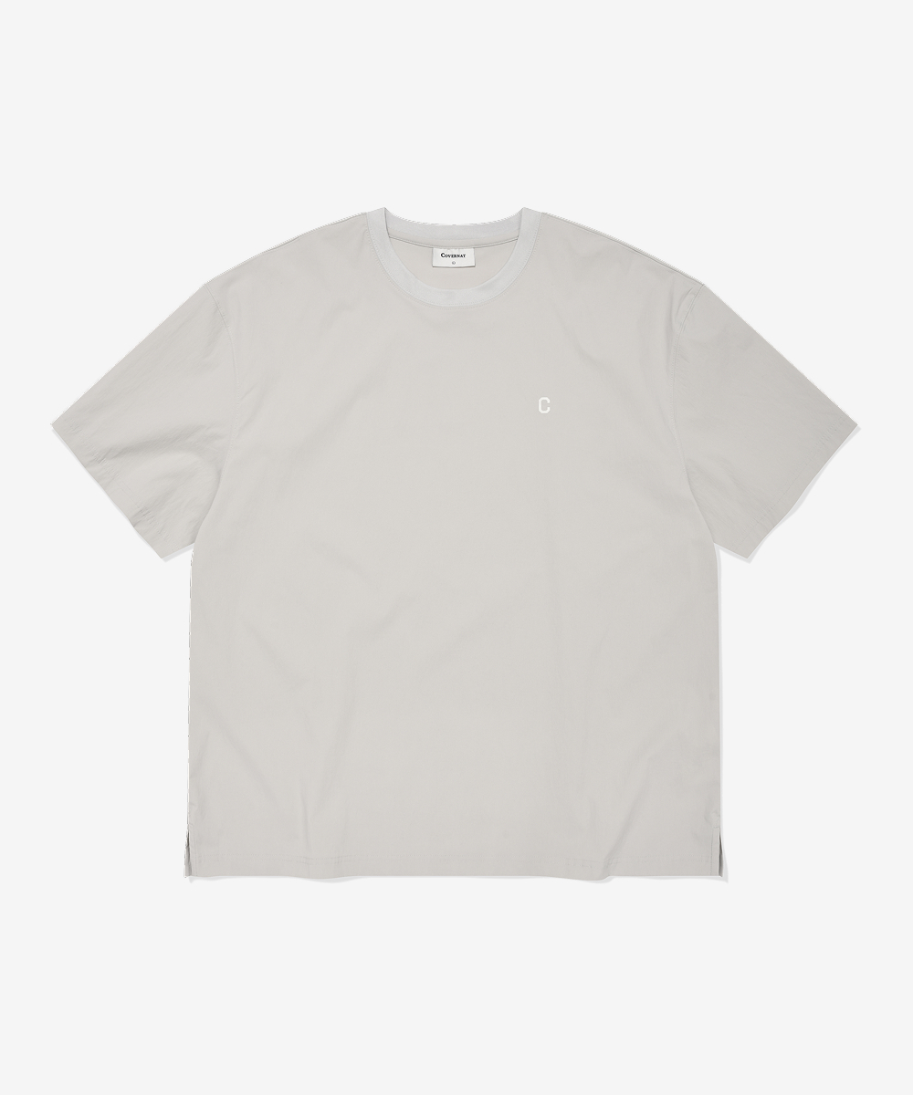 Small C Logo Nylon T-Shirt Light Grey