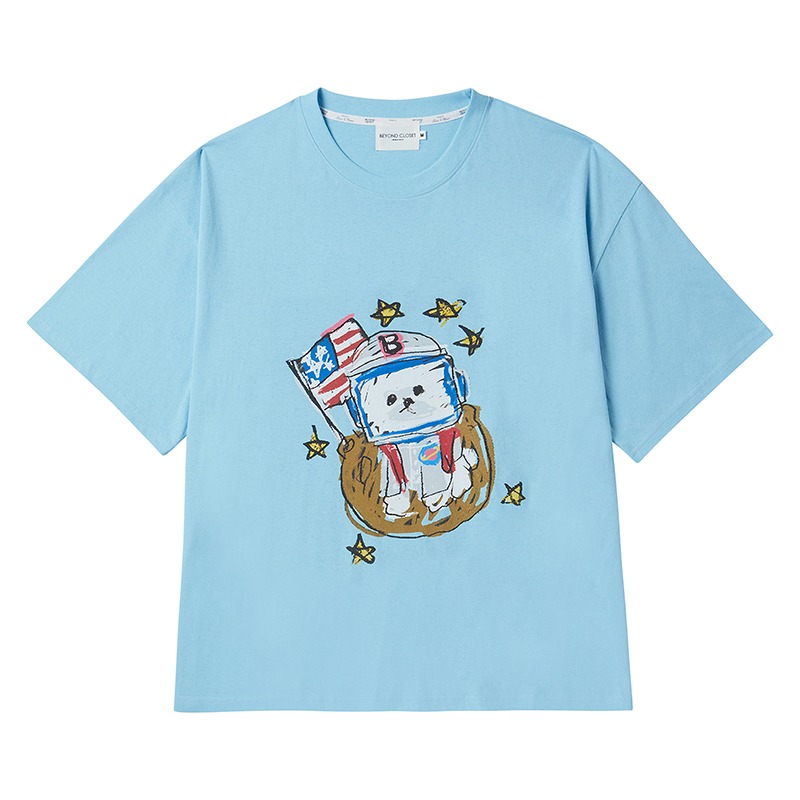 NEW APOLLO HAND DRAWING OVERSIZE T-SHIRTS SKY BLUE