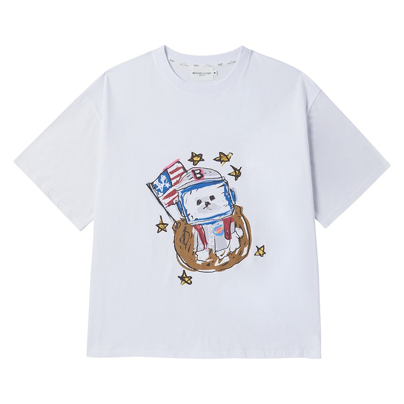NEW APOLLO HAND DRAWING OVERSIZE T-SHIRTS WHITE