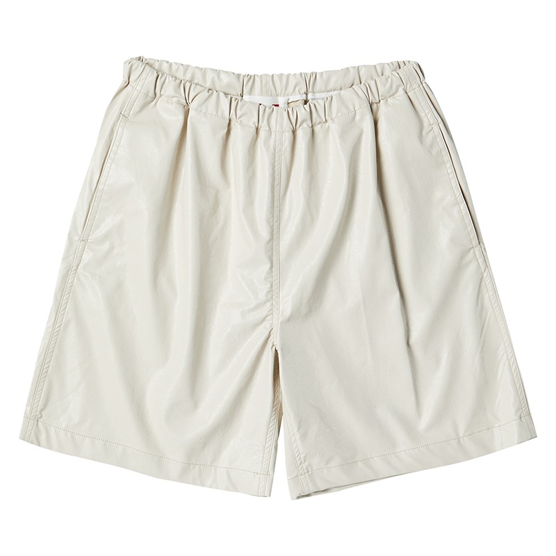 [COLLECTION LINE] VEGAN CALF LEATHER SHORT PANTS IVORY