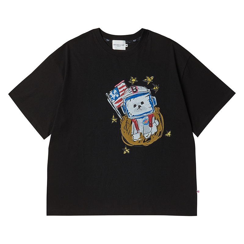 NEW APOLLO HAND DRAWING OVERSIZE T-SHIRTS BLACK