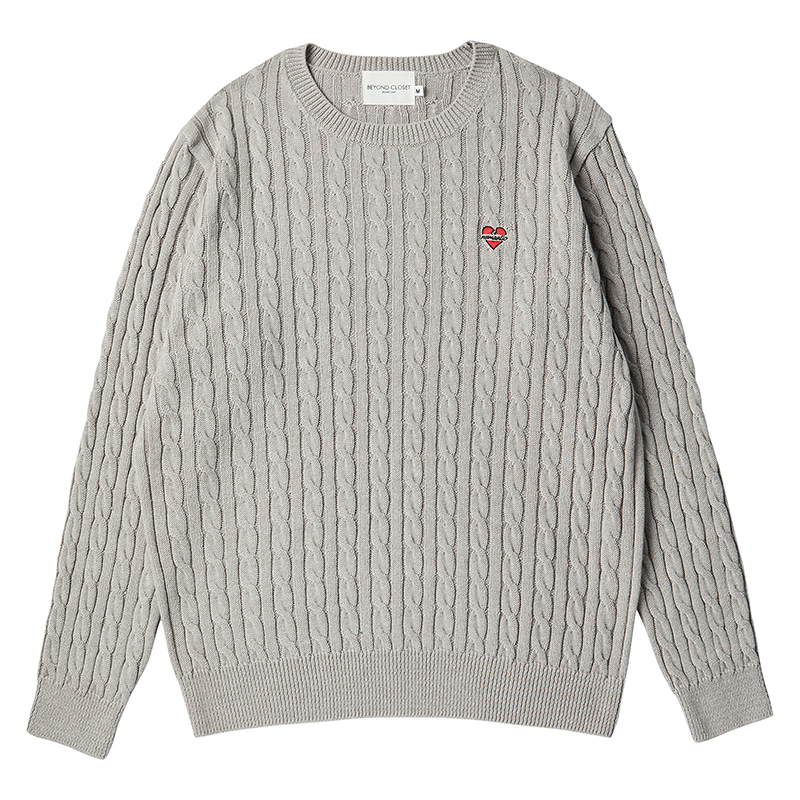 NOMANTIC CLASSIC CABLE ROUND KNIT GRAY