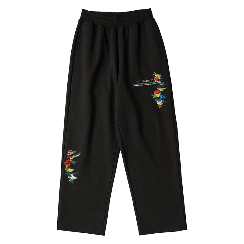 [COLLECTION LINE] HAND PAINTING WIDE SWEAT PANTS BLACK