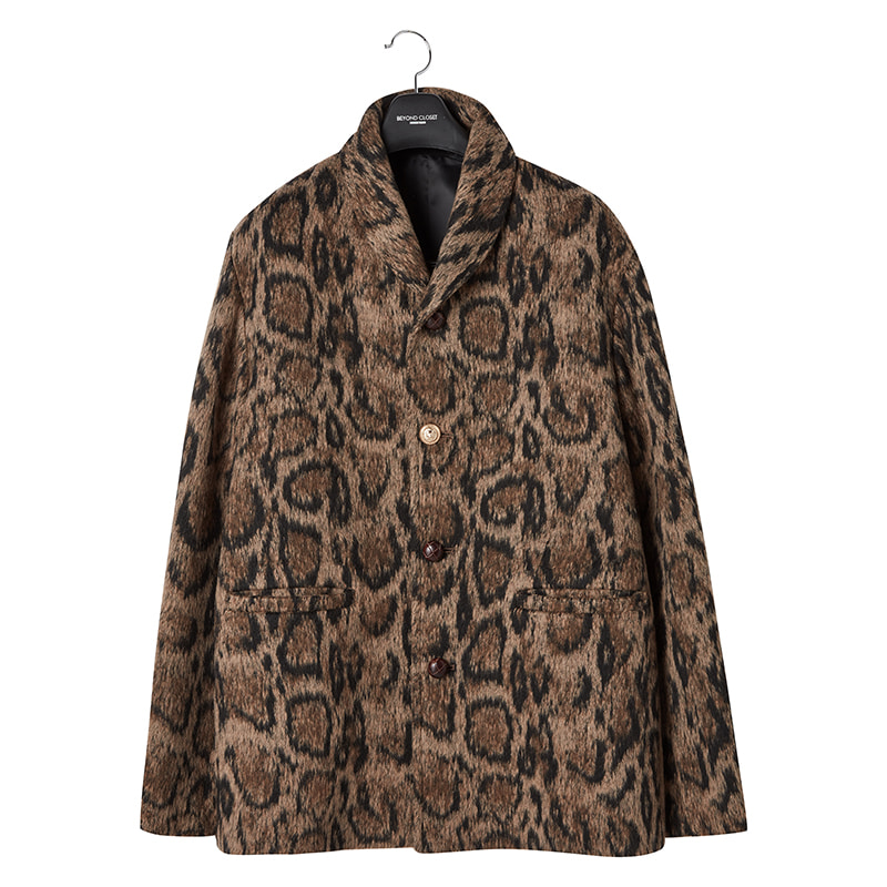 [COLLECTION LINE] ARCHIVE WOOL LEOPARD SHAWL COLLAR JACKET BROWN