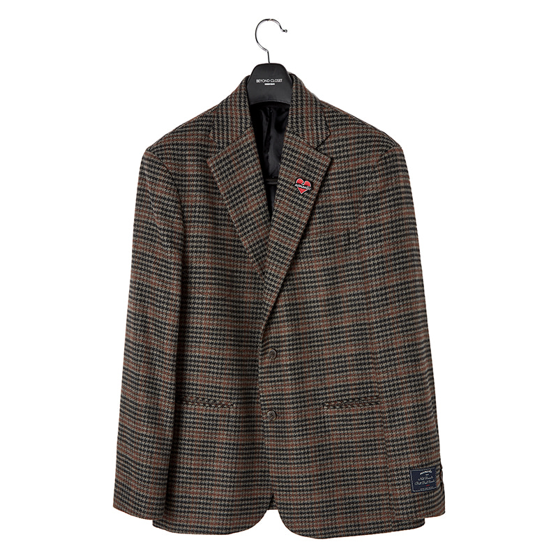 NOMANTIC HOUND TOOTH CHECK CLASSIC WOOL JACKET BROWN