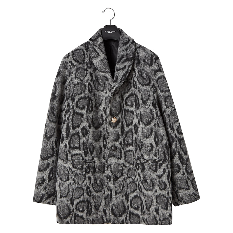 [COLLECTION LINE] ARCHIVE WOOL LEOPARD SHAWL COLLAR JACKET GRAY