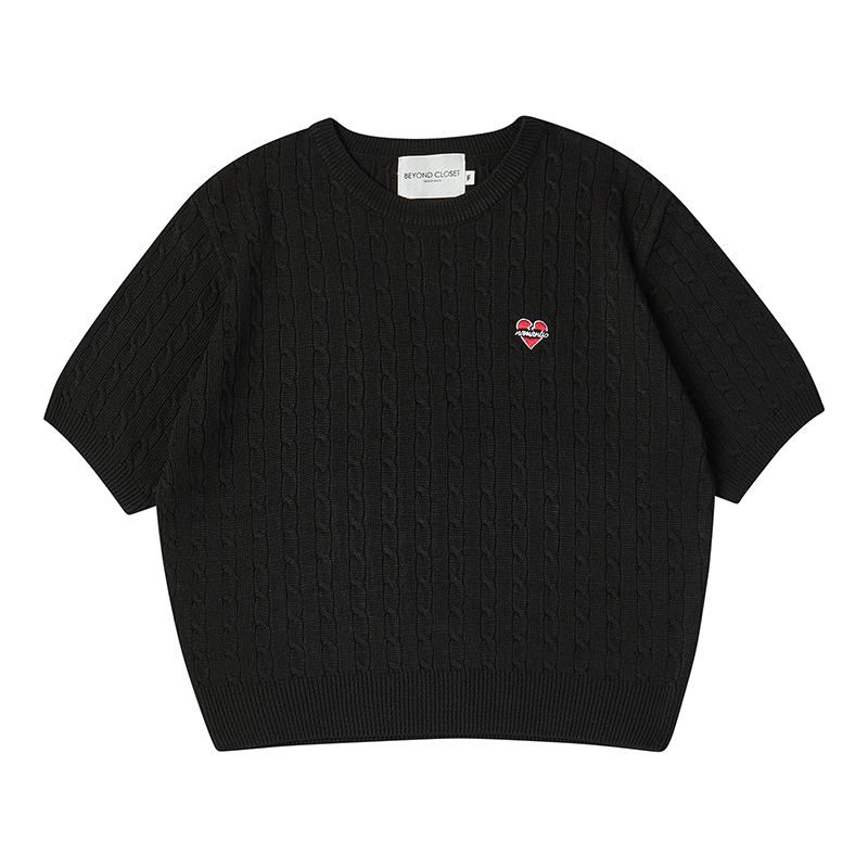 [WOMEN&#039;S EDITION] NOMANTIC BAMBOO CABLE CROP KNIT BLACK