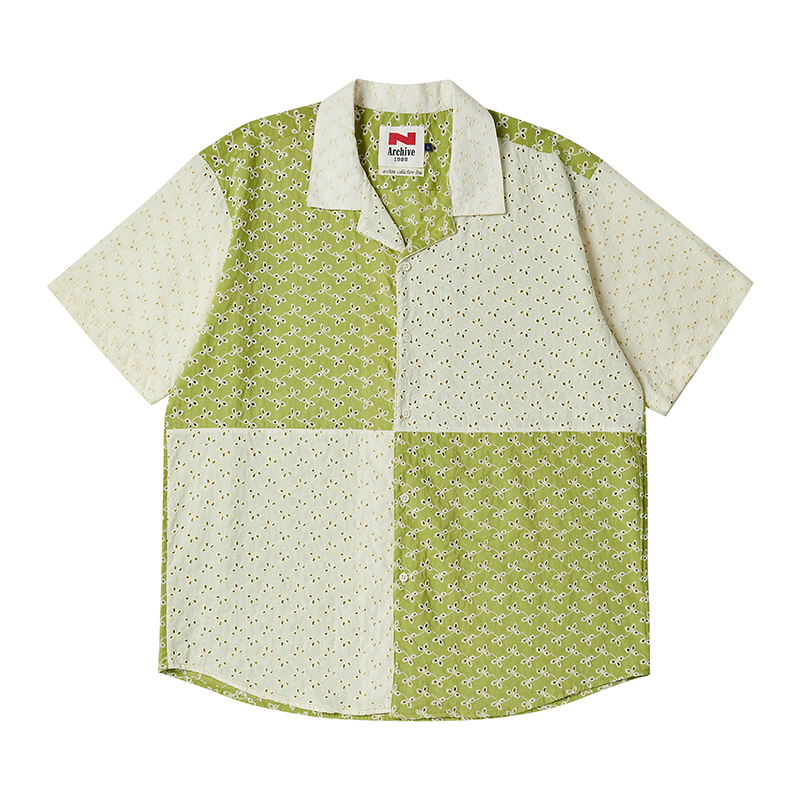 [COLLECTION LINE] ARCHIVE PATTERN CUTTING OPEN COLLAR SHIRT LIME