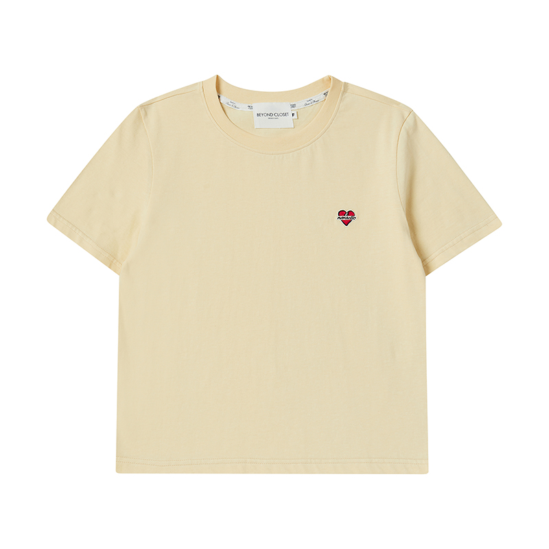 [WOMEN&#039;S EDITION] 노맨틱 로고 소프트 코튼 여성 반팔 티셔츠 옐로우
