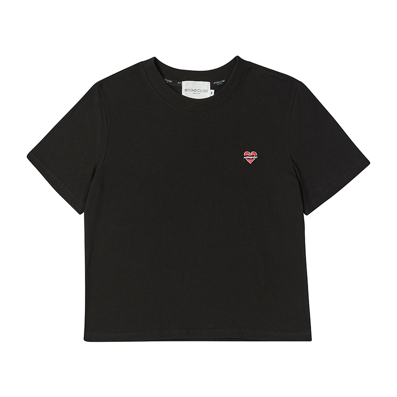 [WOMEN&#039;S EDITION] 노맨틱 로고 소프트 코튼 여성 반팔 티셔츠 블랙