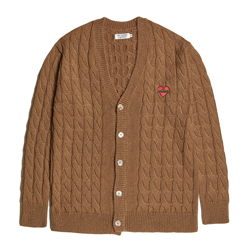 NOMANTIC OVER SIZE MOHAIR CABLE CARDIGAN BEIGE