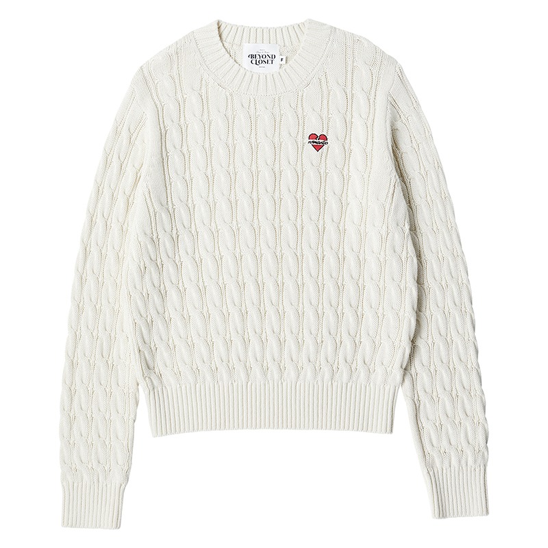[WOMEN&#039;S EDITION] PIMA COTTON CABLE ROUND KNIT IVORY