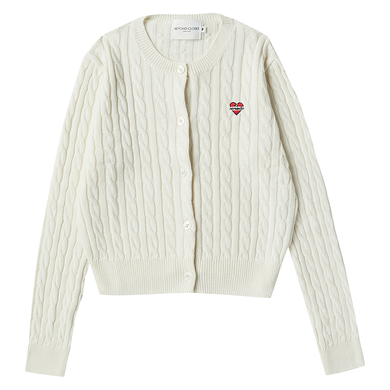 [WOMEN&#039;S EDITION] NOMANTIC LOGO CABLE KNIT CARDIGAN IVORY