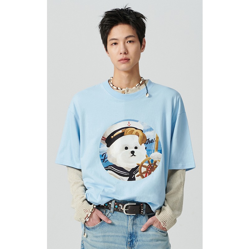 ★BeyondCloset★ILP APPLIQUE DOG BOTH-SIDE FABRIC T-SHIRTS★ Beyond Closet by Tae Yong