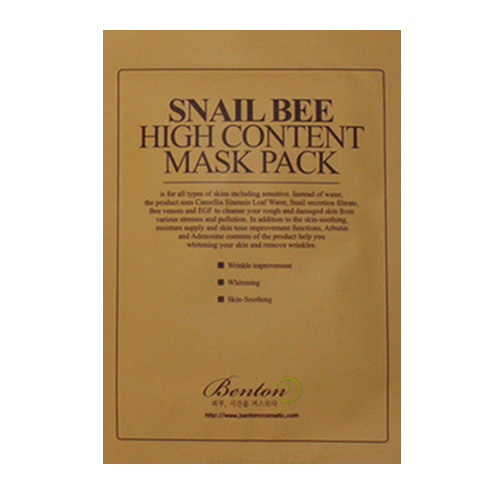 weerstand pleegouders Desillusie BENTON Snail Bee High Content Mask Pack 20g | Best Price and Fast Shipping  from Beauty Box Korea