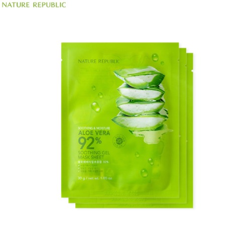 NATURE REPUBLIC Soothing & Moisture Aloe Vera 92% Soothing Gel Mask Sheet  30g*3ea | Best Price and Fast Shipping from Beauty Box Korea