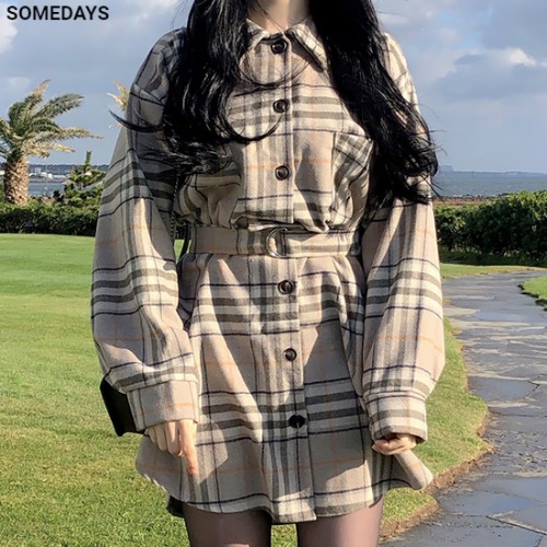 SOMEDAYS Glooming Check Shirt One Piece 1ea