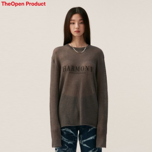 The Open Product Harmony Sheer Knit Top Dark Gray 1ea