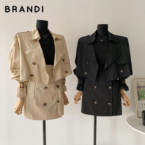 BRANDI DAILY MORE Trench Jacket Skirt Two Piece 1ea