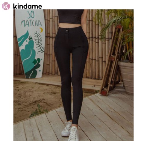 KINDAME PVSL Hip Volume Up Skinny Yoga Pants Black 1ea