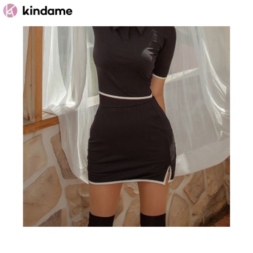 KINDAME HCS H Color Matching Skirt Pants Black 1ea