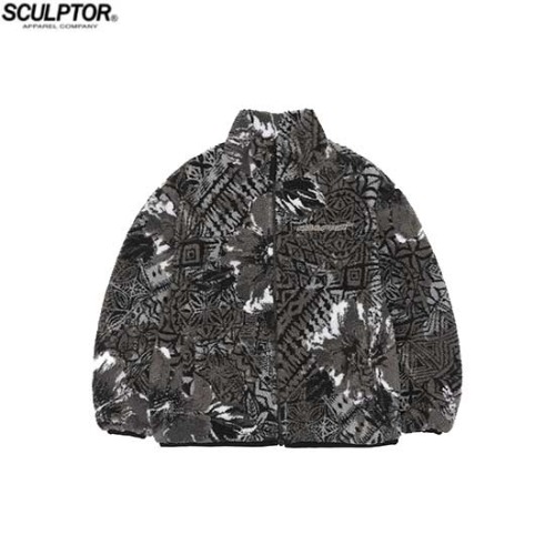 SCULPTOR Hibiscus Sherpa Jacket Jacquard Gray Scale 1ea