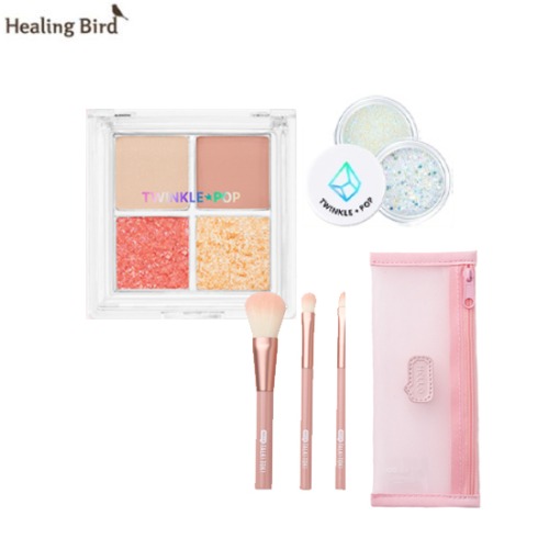 TWINKLE POP Pearl Flex Palette &amp; Hello Tok Brush Set With Jelly Glitter Gift 6items