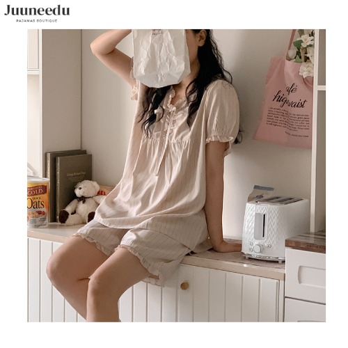 J&#039;EU Mute Frill Pajamas Short Sleeve Pajama 1set
