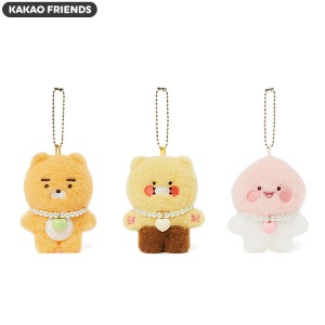 KAKAO FRIENDS Flat Fluffy Pearl Necklace Keyring Doll 1ea