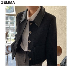 ZEMMA MMMM Detachable Collar Short Coat 1ea