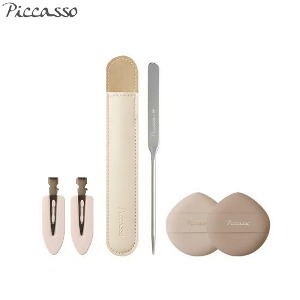 PICCASSO Makeup Spatula + Puff + Hair Pin Set 5items