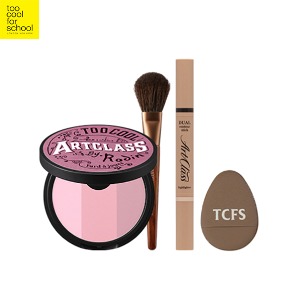 TOO COOL FOR SCHOOL Dual Contour Stick + Blusher + Brush + Finger Puff Set 4items