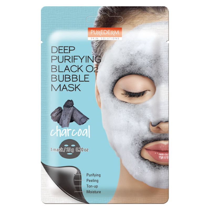 [PUREDERM] Deep Purifying Black O2 Bubble Mask Charcoal 20g (Weight : 28g)
