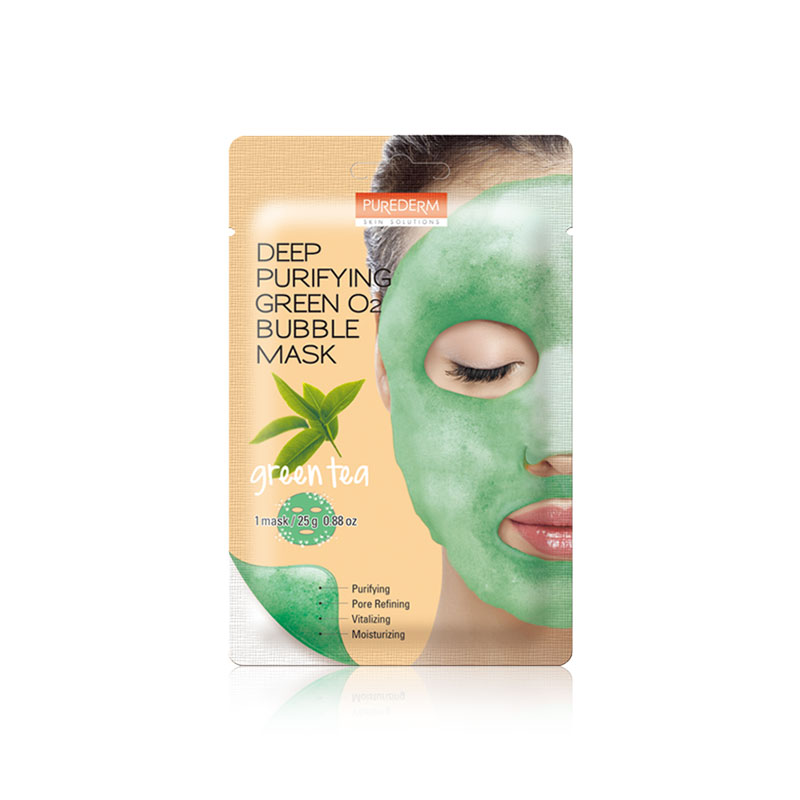 Own label brand, [PUREDERM] Deep Purifying Green O2 Bubble Mask Green Tea 25g * 1pcs (Weight : 34g)
