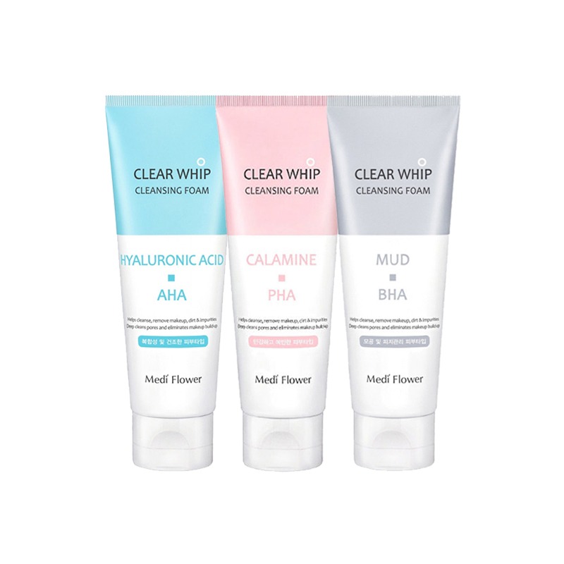 Own label brand, [MEDI FLOWER] Clear Whip Cleansing Foam 120ml 3 Type (Weight : 142g)
