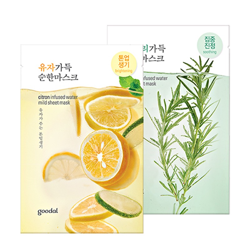 Own label brand, [GOODAL] Infused Water Mild Sheet Mask 23ml 4 Types (Weight : 32g)