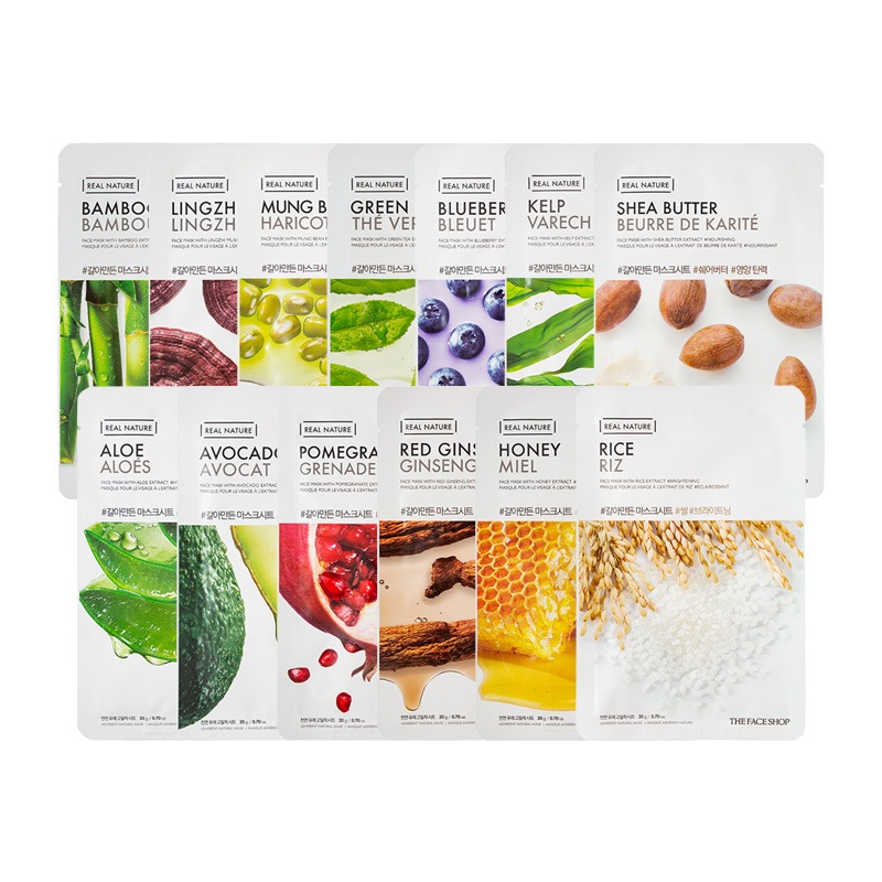 Own label brand, [THE FACE SHOP] Real Nature Face Mask 1pcs 13 Types 20g (Weight : 28g)