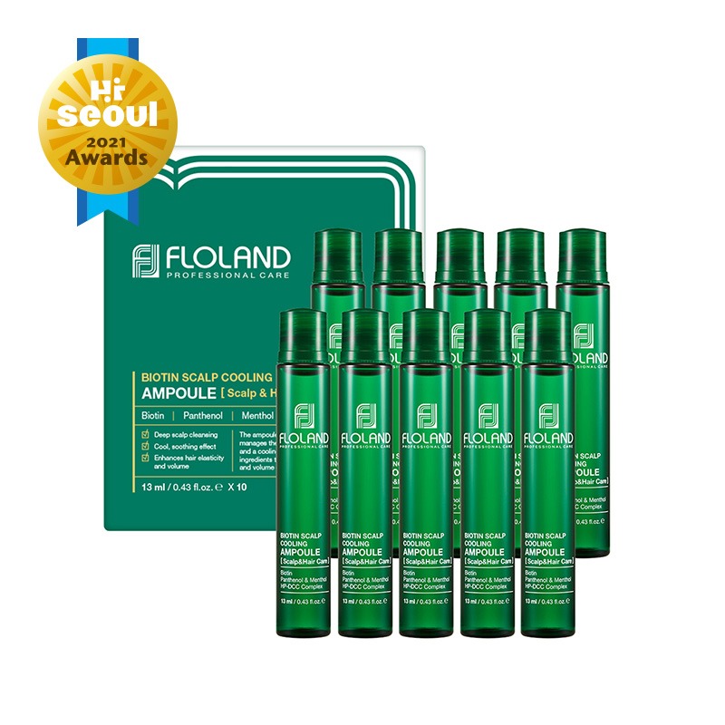 Own label brand, [FLOLAND] Biotin Scalp Cooling Ampoule [Scalp &amp; Hair Care] 13ml * 10ea (Weight : 200g)