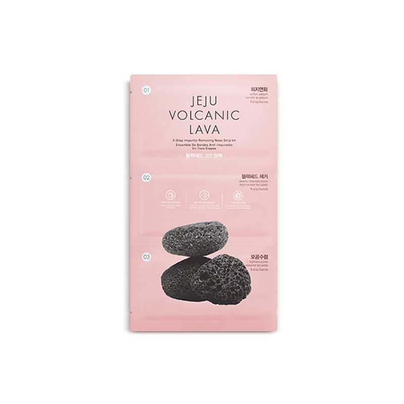 Own label brand, [THE FACE SHOP] Jeju Volcanic Lava 3-Step Impurity-Removing Nose Strip Kit (3 Strips) (Weight : 14g)