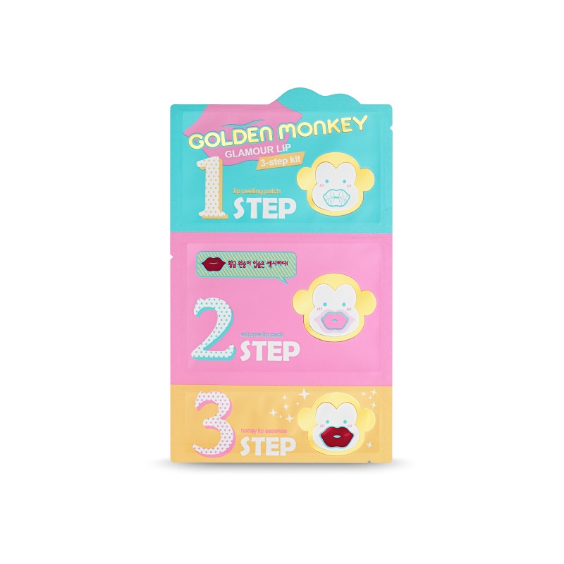 Own label brand, [HOLIKA HOLIKA] Golden Monkey Glamour Lip 3-Step kit (Weight : 22g)