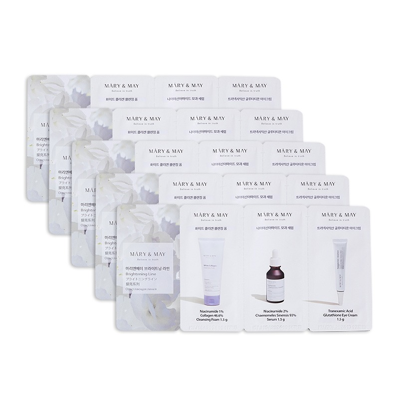 Own label brand, [MARY&amp;MAY] Brightening Line 3 Step 1.5g*3ea 5pcs [Sample] (Weight : 51g)