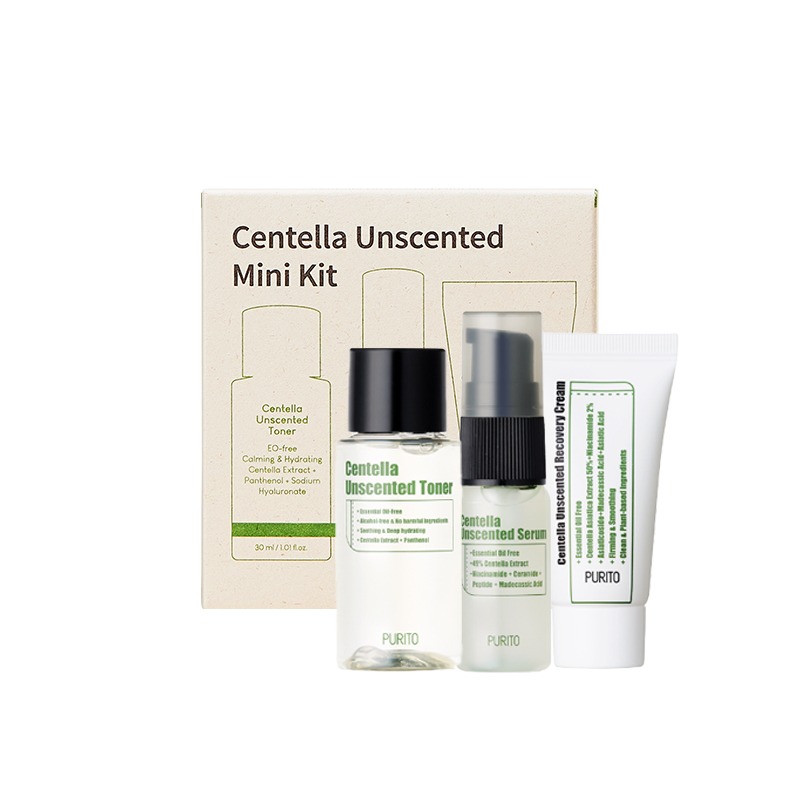 Own label brand, [PURITO] Centella Unscented Mini Kit (3items) (Weight : 102g)