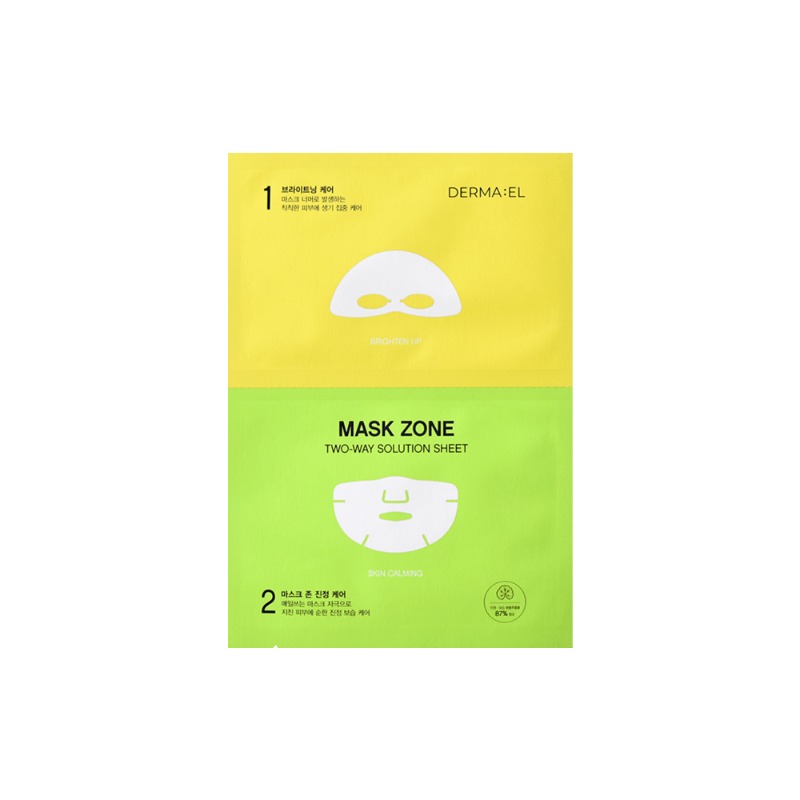 Own label brand, [DERMA:EL] Mask Zone Two-Way Solution Sheet 15ml &amp; 15ml 1pcs #Brighten Up &amp; Calming (Weight : 43g)