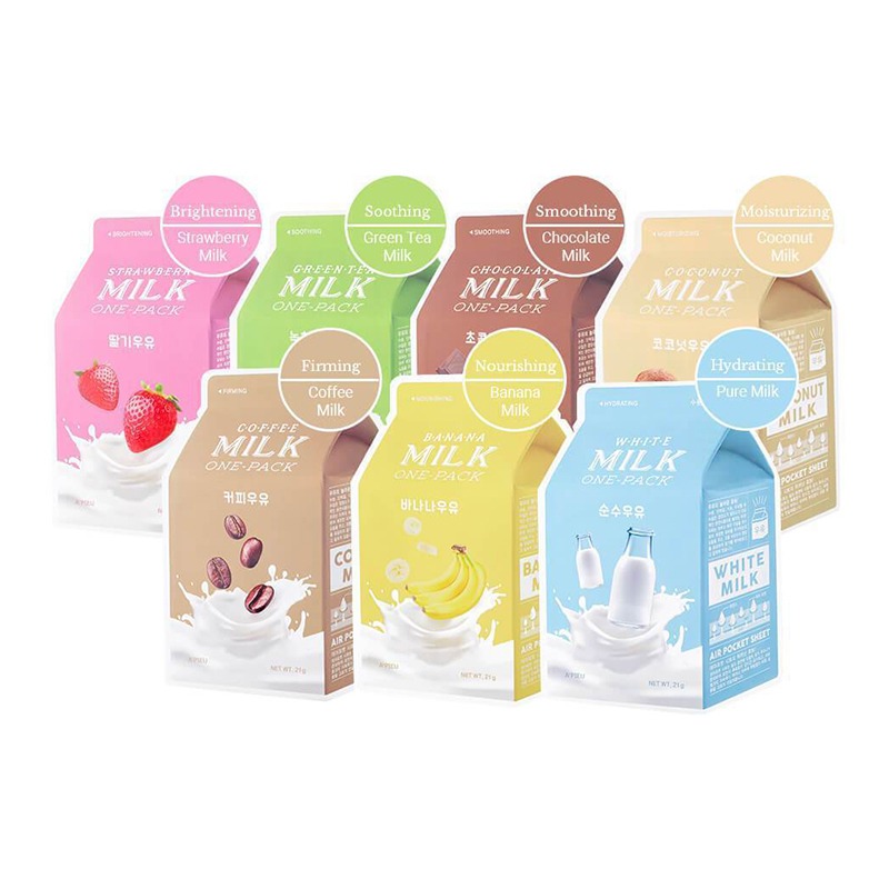 Own label brand, [A&#039;PIEU] Milk One-Pack Face Mask 21g 7 Type (Weight : 29g)