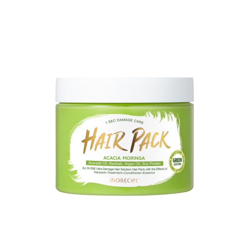 Own label brand, [BIORECIPE] 1 Sec Damage Care Hair Pack Green Edition [Acacia Moringa] 300g (Weight : 383g)