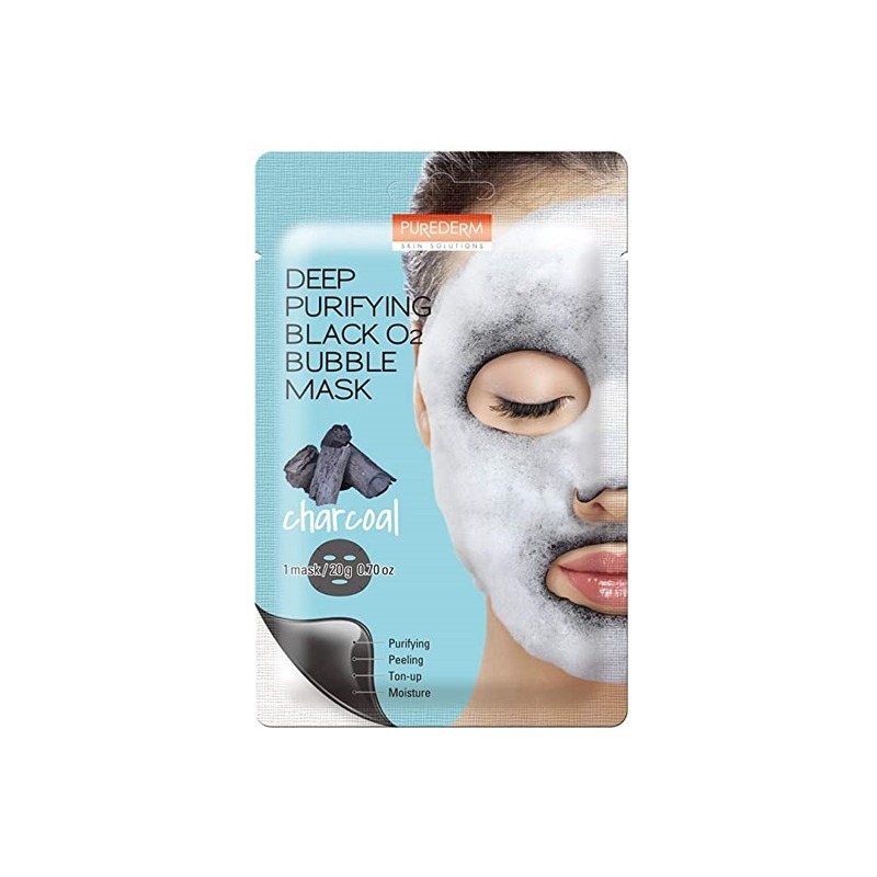 Own label brand, [PUREDERM] Deep Purifying Black O2 Bubble Mask Charcoal 20g (Weight : 28g)
